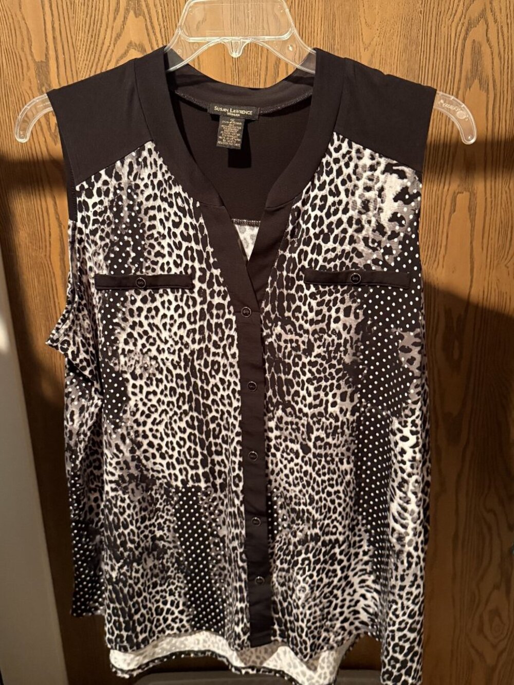 Susan Lawrence Woman 1X Leopard Print Blouse